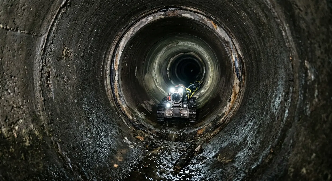 Robotic sewer camera inspecting pipe interior for Drain Snake Service in McKinney